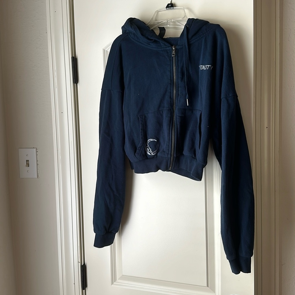 Navy Vitality/Balance Cropped Hoodie